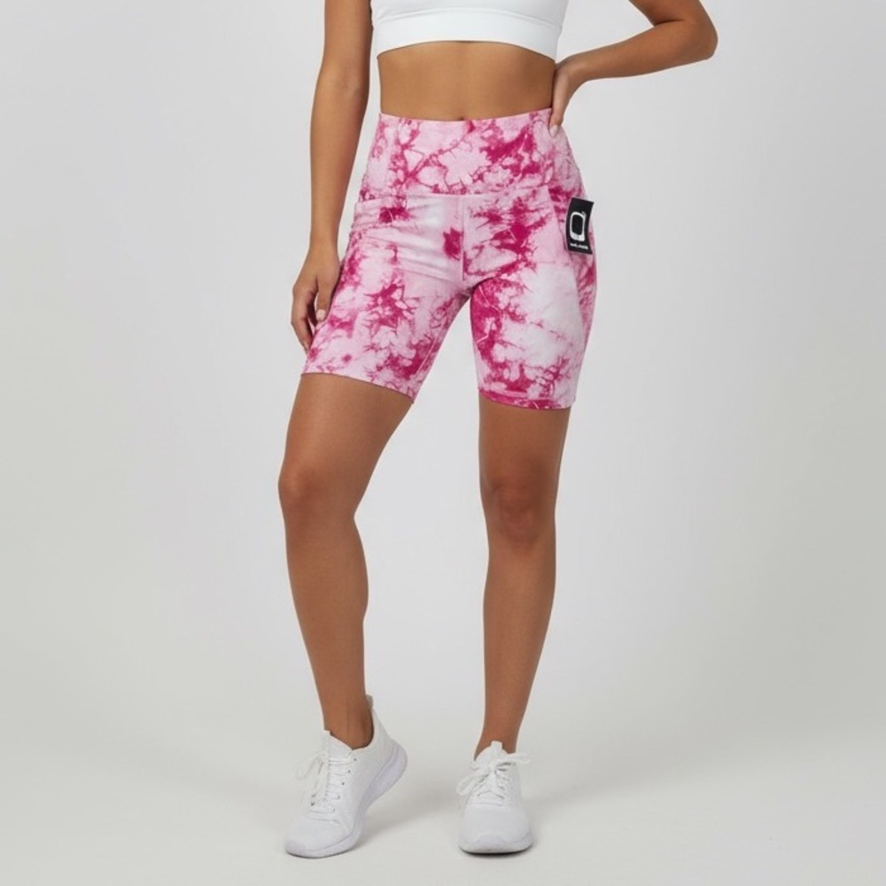 Gottez Peach Skin Collection Pink Tie Dye High Waist‎ Athletic Shorts